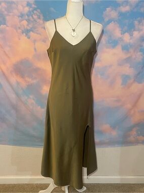 Beautiful F21 Olive Green Slip Midi Dress